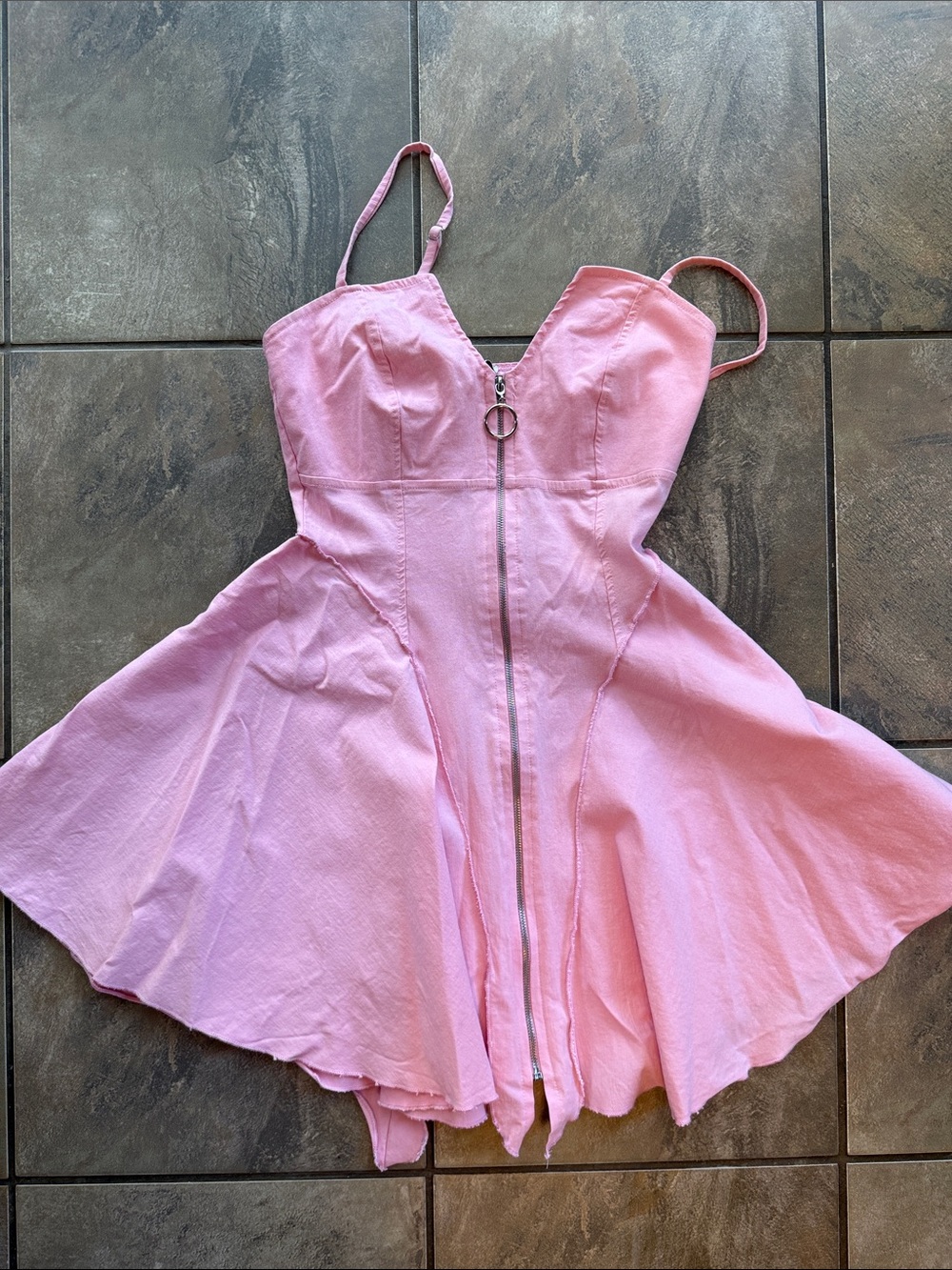 ' Pink Zip-Front Fit & Flare Dress
